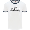 Cycling Heart Beat Bike Bicycle Cyclist ECG Mens White Ringer T-Shirt White/Navy Blue