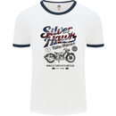 Silver Hawk Vintage Motorcycle Union Jack Mens White Ringer T-Shirt White/Navy Blue