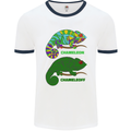 Chameleoff Chameleon Funny Off On Mens White Ringer T-Shirt White/Navy Blue