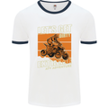 Lets Get Dirty ATV 4X4 Quad Bike Biking Mens White Ringer T-Shirt White/Navy Blue