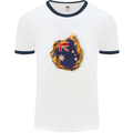 The Australian Flag Fire Effect Australia Mens White Ringer T-Shirt White/Navy Blue