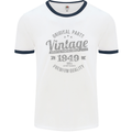 Vintage Year 74th Birthday 1949 Mens Ringer T-Shirt White/Navy Blue
