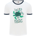 Climate Change Say No To Plastic Mens Ringer T-Shirt White/Navy Blue