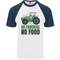 Tractor No Farmers No Food Farming Mens S/S Baseball T-Shirt White/Navy Blue