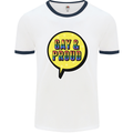 Gay and Proud LGBT Pride Awareness Mens White Ringer T-Shirt White/Navy Blue