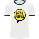 Gay and Proud LGBT Pride Awareness Mens White Ringer T-Shirt White/Navy Blue
