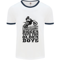 Motocross Bigger Toys Older Boys MotoX Mens White Ringer T-Shirt White/Navy Blue