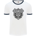 Mjolnir Thor Viking Hammer Mens Ringer T-Shirt White/Navy Blue