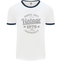 Vintage Year 44th Birthday 1979 Mens Ringer T-Shirt White/Navy Blue