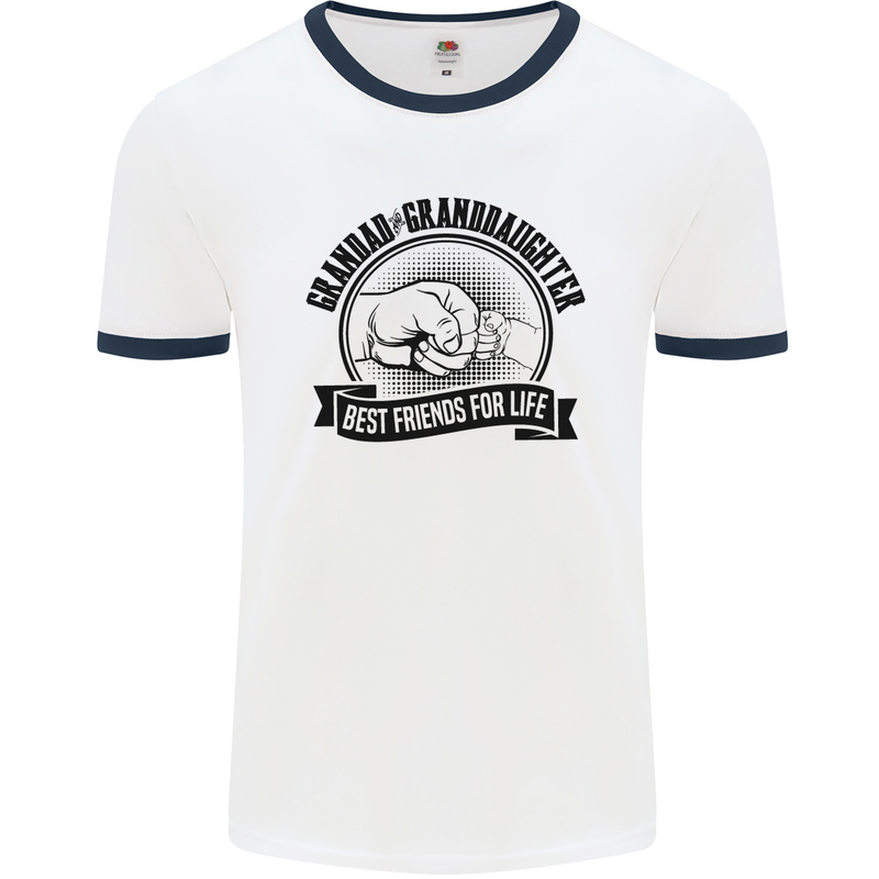 Grandad & Granddaughter Grandparent's Day Mens White Ringer T-Shirt White/Navy Blue