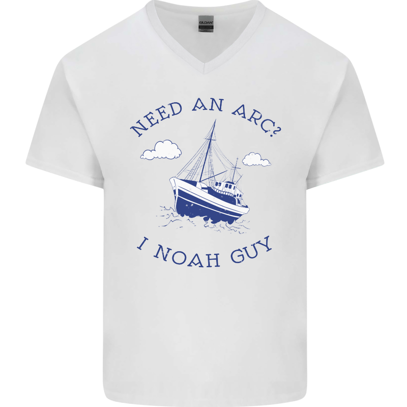 Need an Arc? I Noah Guy Funny Atheist Mens V-Neck Cotton T-Shirt White