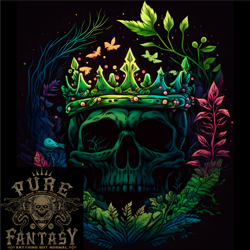 Fantasy Skull King in a Wreath Mens Cotton T-Shirt Tee Top