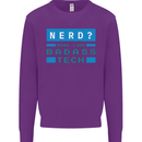 Nerd More Like Badass Teck Funny IT Tecky Kids Sweatshirt Jumper Purple