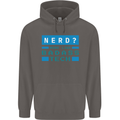 Nerd More Like Badass Teck Funny IT Tecky Mens 80% Cotton Hoodie Charcoal