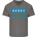 Nerd More Like Badass Teck Funny IT Tecky Mens V-Neck Cotton T-Shirt Charcoal