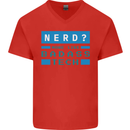 Nerd More Like Badass Teck Funny IT Tecky Mens V-Neck Cotton T-Shirt Red