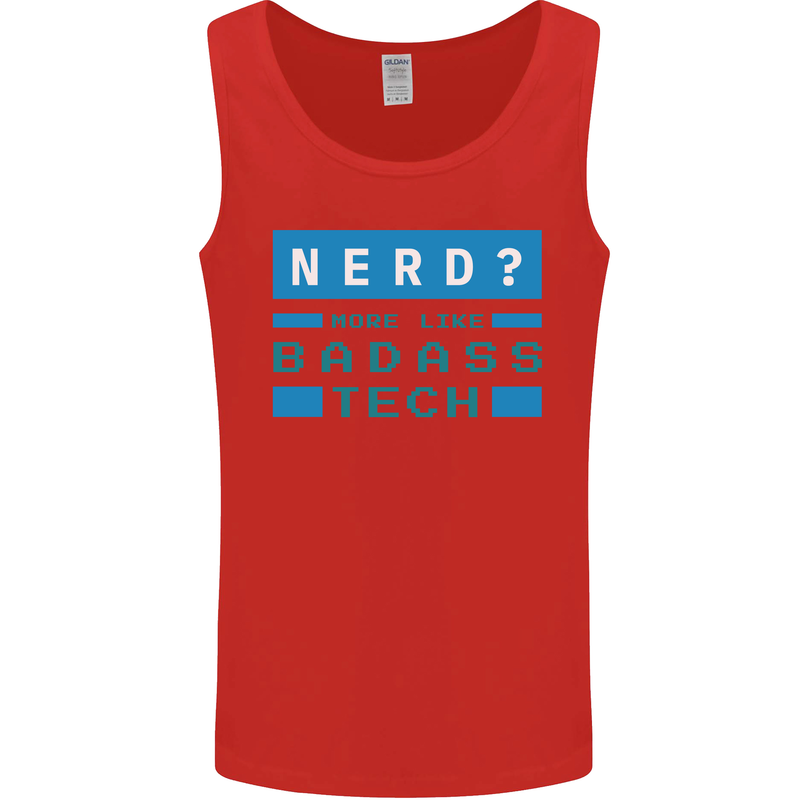 Nerd More Like Badass Teck Funny IT Tecky Mens Vest Tank Top Red