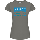 Nerd More Like Badass Teck Funny IT Tecky Womens Petite Cut T-Shirt Charcoal