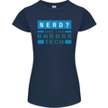 Nerd More Like Badass Teck Funny IT Tecky Womens Petite Cut T-Shirt Navy Blue
