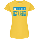 Nerd More Like Badass Teck Funny IT Tecky Womens Petite Cut T-Shirt Yellow