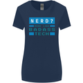 Nerd More Like Badass Teck Funny IT Tecky Womens Wider Cut T-Shirt Navy Blue