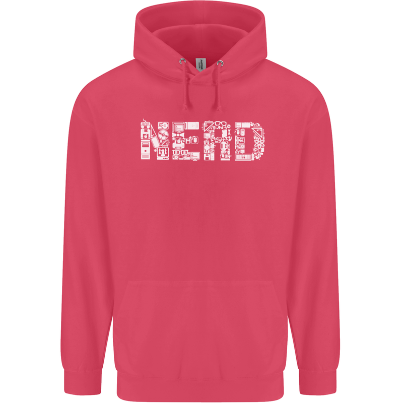 Nerd Word Art Geek Childrens Kids Hoodie Heliconia