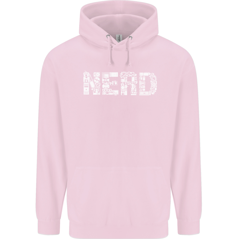Nerd Word Art Geek Childrens Kids Hoodie Light Pink