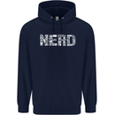 Nerd Word Art Geek Childrens Kids Hoodie Navy Blue