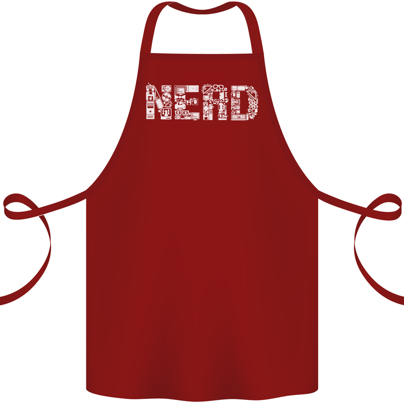 Nerd Word Art Geek Cotton Apron 100% Organic Maroon