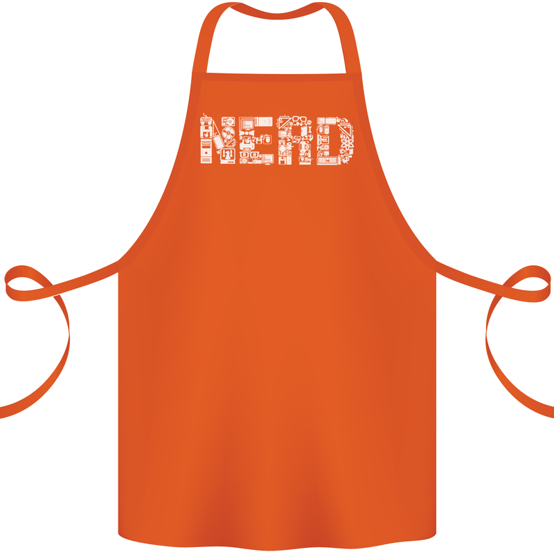 Nerd Word Art Geek Cotton Apron 100% Organic Orange