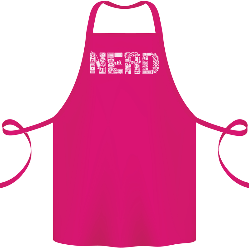 Nerd Word Art Geek Cotton Apron 100% Organic Pink