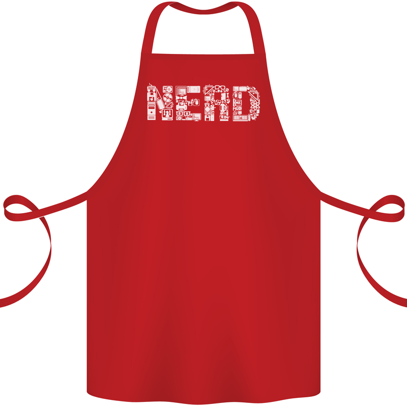 Nerd Word Art Geek Cotton Apron 100% Organic Red