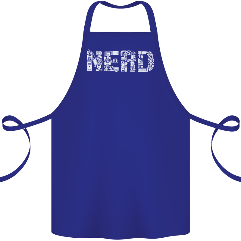 Nerd Word Art Geek Cotton Apron 100% Organic Royal Blue