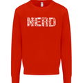 Nerd Word Art Geek Kids Sweatshirt Jumper Bright Red