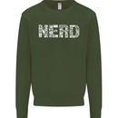 Nerd Word Art Geek Kids Sweatshirt Jumper Forest Green