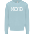 Nerd Word Art Geek Kids Sweatshirt Jumper Light Blue