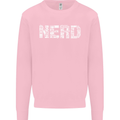 Nerd Word Art Geek Kids Sweatshirt Jumper Light Pink