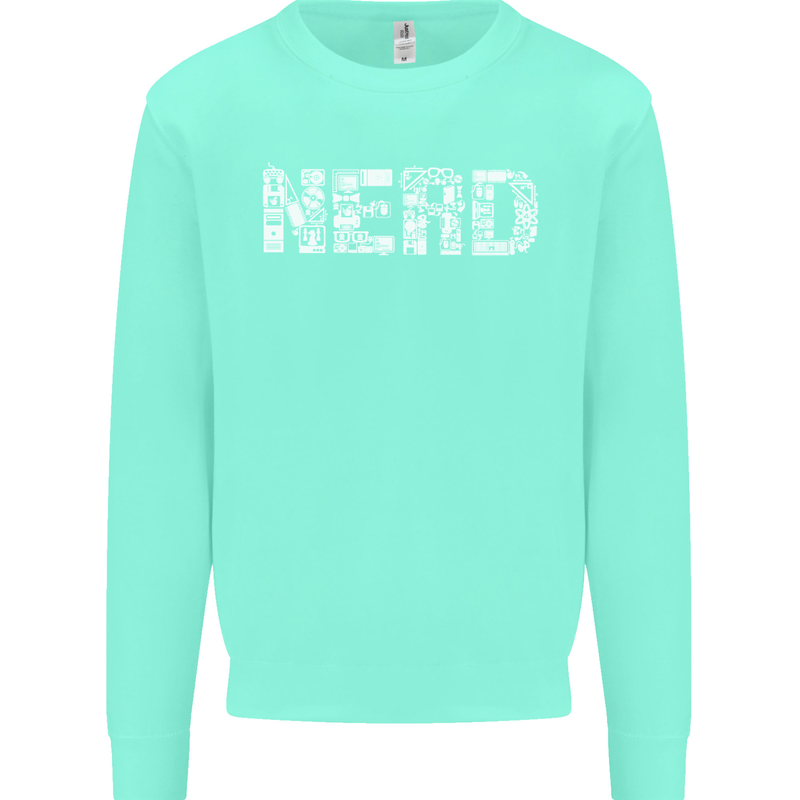 Nerd Word Art Geek Kids Sweatshirt Jumper Peppermint