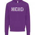 Nerd Word Art Geek Kids Sweatshirt Jumper Purple