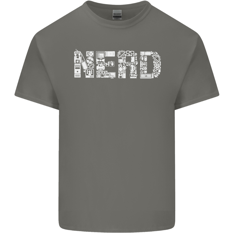 Nerd Word Art Geek Kids T-Shirt Childrens Charcoal