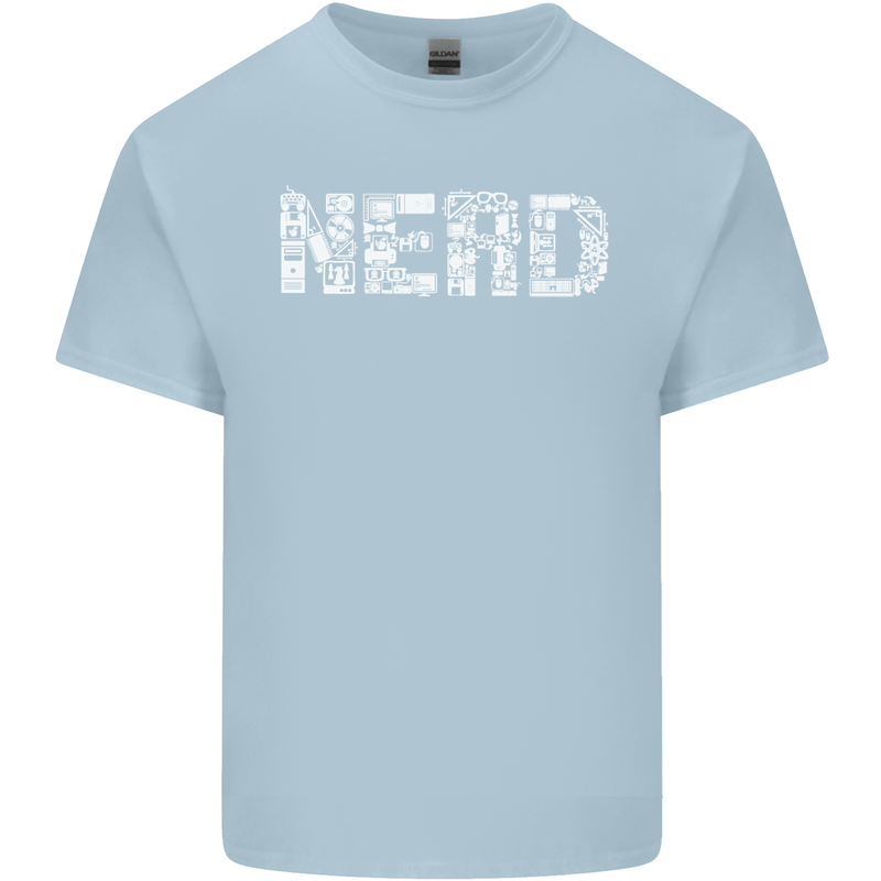 Nerd Word Art Geek Kids T-Shirt Childrens Light Blue