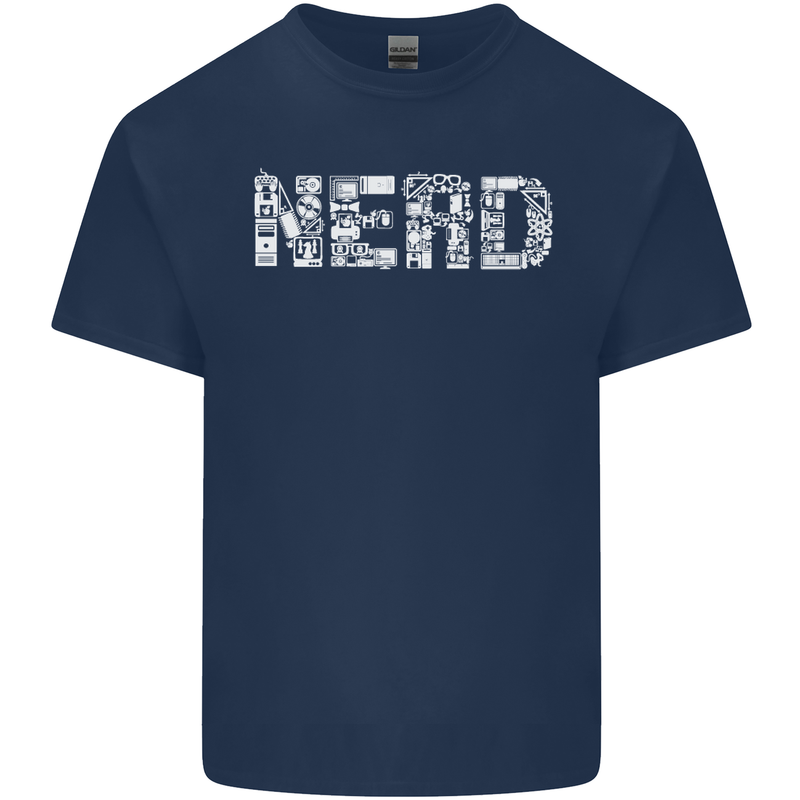 Nerd Word Art Geek Kids T-Shirt Childrens Navy Blue