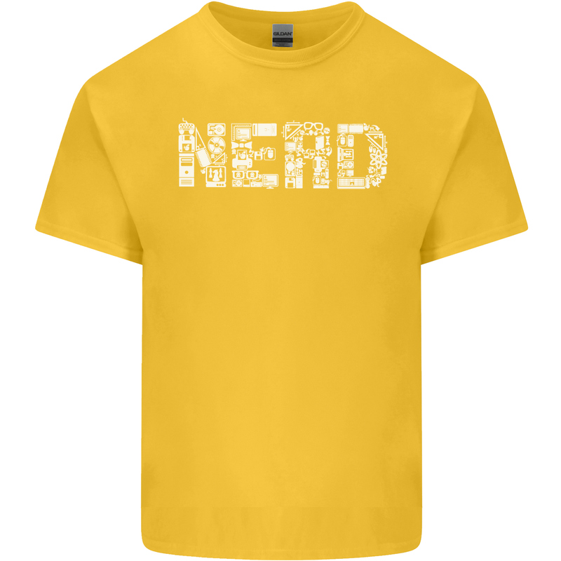 Nerd Word Art Geek Kids T-Shirt Childrens Yellow