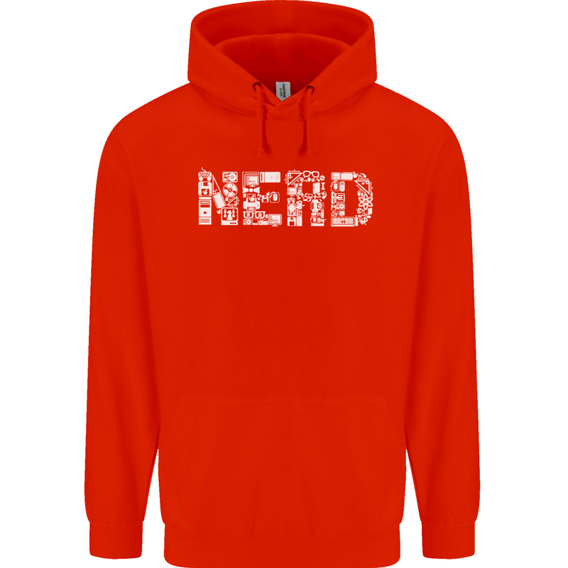 Nerd Word Art Geek Mens 80% Cotton Hoodie Bright Red
