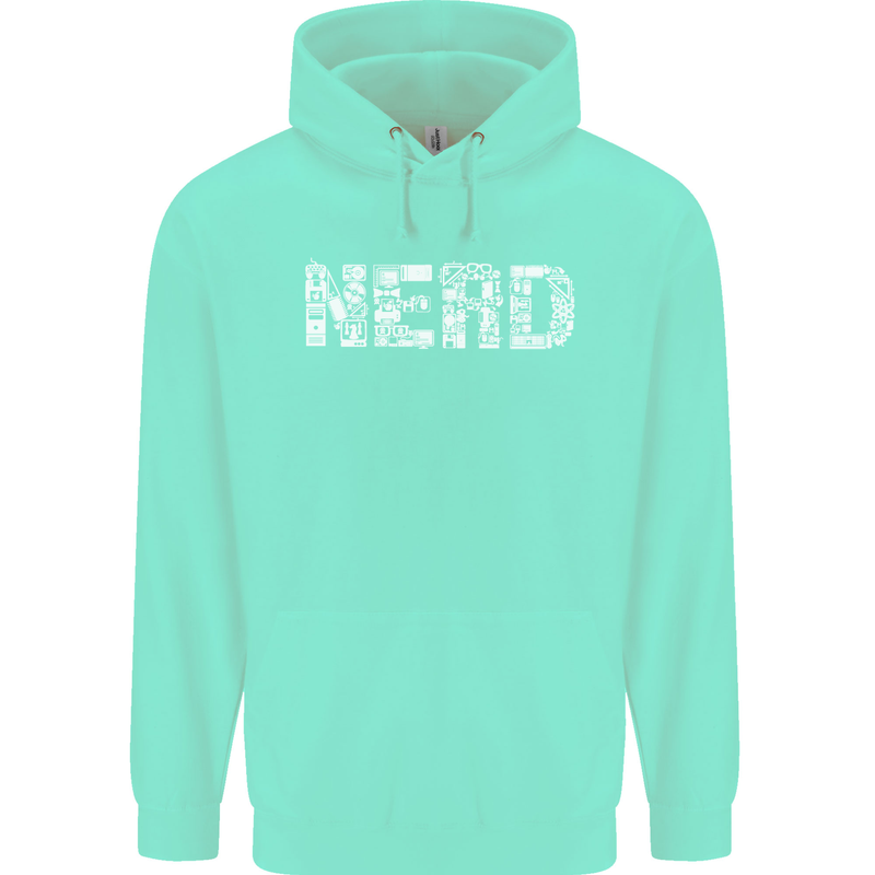 Nerd Word Art Geek Mens 80% Cotton Hoodie Peppermint