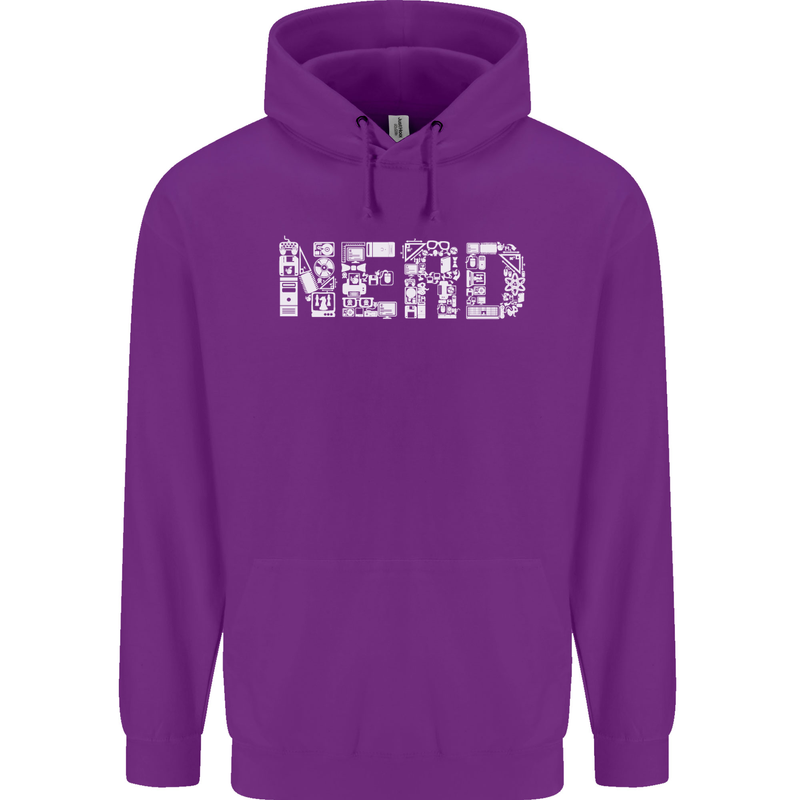Nerd Word Art Geek Mens 80% Cotton Hoodie Purple