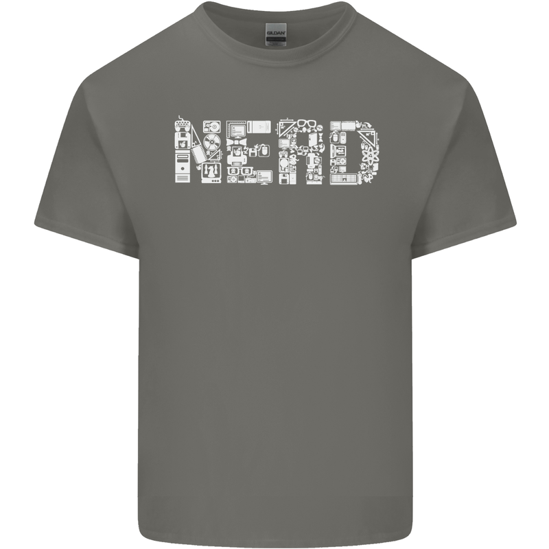 Nerd Word Art Geek Mens Cotton T-Shirt Tee Top Charcoal