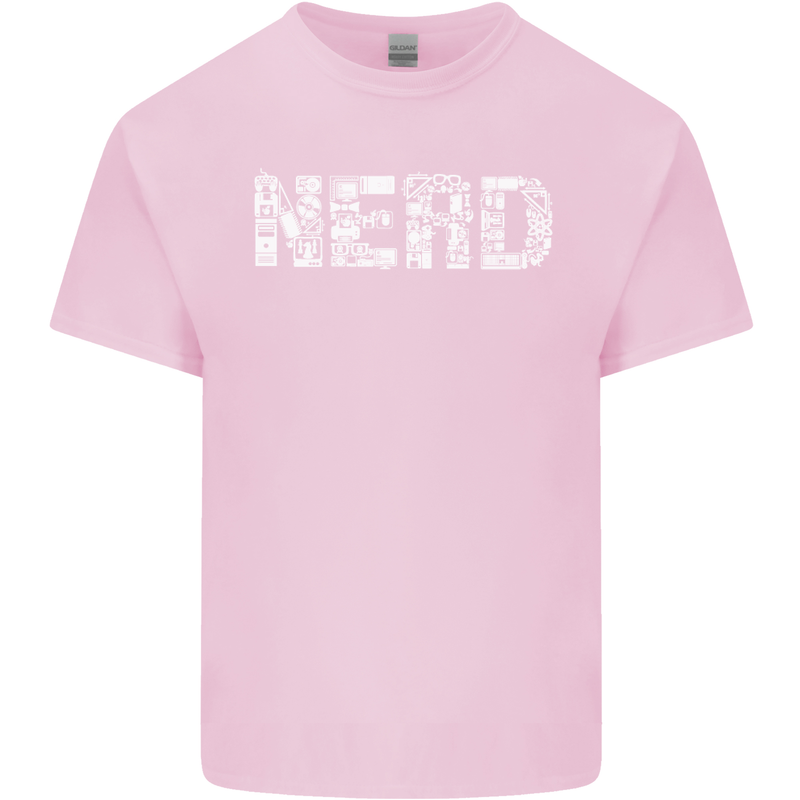Nerd Word Art Geek Mens Cotton T-Shirt Tee Top Light Pink