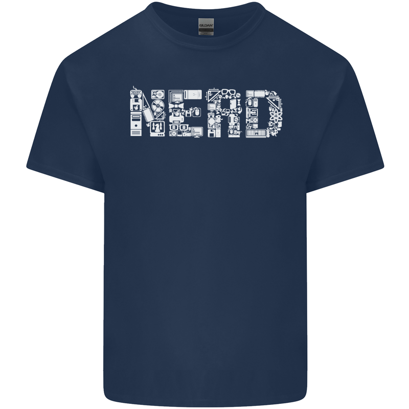Nerd Word Art Geek Mens Cotton T-Shirt Tee Top Navy Blue