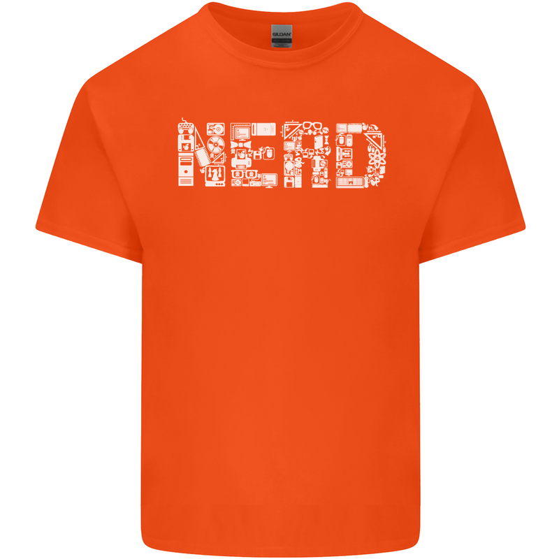 Nerd Word Art Geek Mens Cotton T-Shirt Tee Top Orange